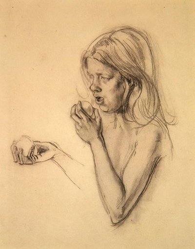 Testa e spalle di una ragazza come Eva (?) da Henry Tonks