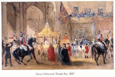 Regina Vittoria a Temple Bar, Londra, 1837 da Henry Warren