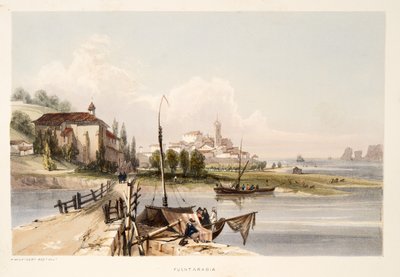 Fontarabia, con il convento e il ponte dei Cappuccini, da Schizzi di paesaggi nelle province basche della Spagna, con una selezione di musica nazionale, pub. 1838 da Henry Wilkinson