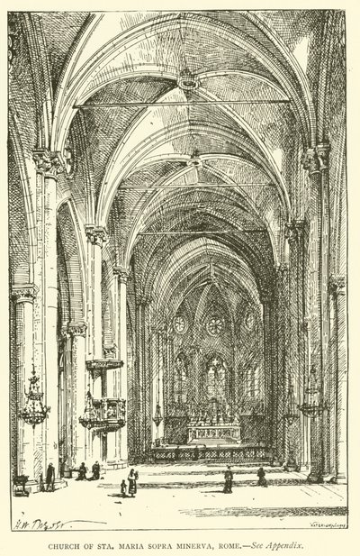 Chiesa di Santa Maria Sopra Minerva, Roma (incisione) da Henry William Brewer