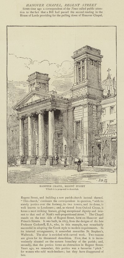 Cappella di Hannover, Regent Street da Henry William Brewer