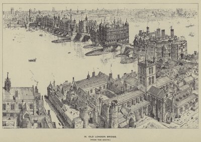 Vecchio ponte di Londra, dal sud da Henry William Brewer