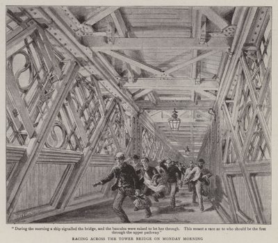 Corsa attraverso il Tower Bridge il lunedì mattina da Henry William Brewer