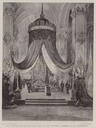 La camera ardente del defunto zar nella cattedrale della fortezza a San Pietroburgo da Henry William Brewer