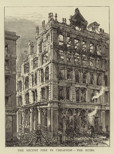 Il recente incendio a Cheapside, le rovine da Henry William Brewer