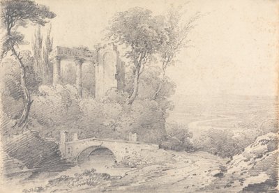 Paesaggio con rovine e ponte da Henry William Burgess
