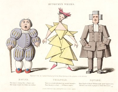 Cerchio, Triangolo e Quadrato, da Bunburys Whims, 1828 da Henry William after Bunbury