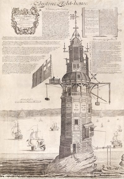 Faro di Edystone, pub. C. 1762 da Henry Winstanley