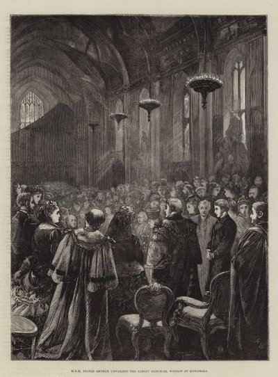 SAR il Principe Arturo svela la Finestra del Memoriale di Alberto alla Guildhall da Henry Woods