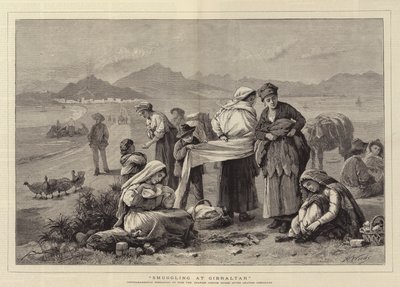 Contrabbando a Gibilterra, contrabbandieri che si preparano a passare la dogana spagnola dopo aver lasciato Gibilterra da Henry Woods