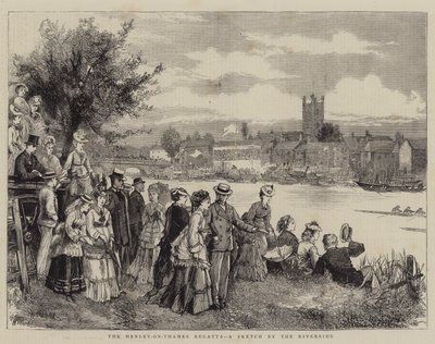 La regata di Henley-on-Thames, uno schizzo lungo il fiume da Henry Woods