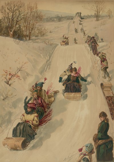 Slittino, di L. Prang e Co., 1886 da Henry after Sandham