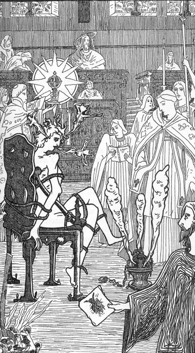 Rappresentazione di una cerimonia di esorcismo Disegno di Henry de Malvost da 
