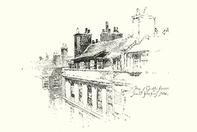 Uno sguardo su Gough Square, Londra, dalla soffitta del Dr Johnson da Herbert (after) Railton
