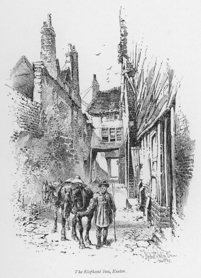 Coaching: The Elephant Inn, Exeter (litografia) da Herbert (after) Railton