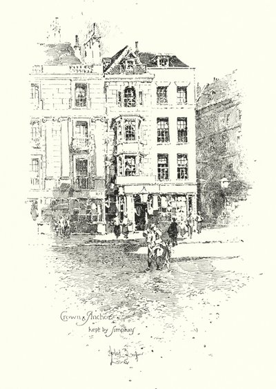 Crown and Anchor, gestito da Thomas Simpkin, The Strand, Londra da Herbert (after) Railton