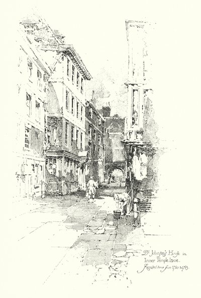 Casa del Dr Johnson, Inner Temple Lane, vi risiedette dal 1760 al 1765 da Herbert (after) Railton