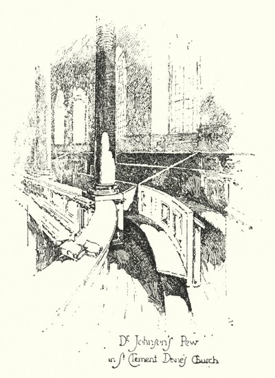 Il banco del Dr Johnson, Chiesa di St Clement Dane, Londra da Herbert (after) Railton