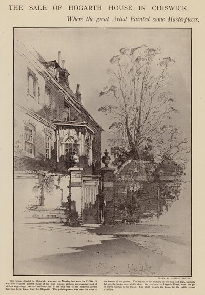 Ex casa di William Hogarth, Chiswick, Londra da Herbert (after) Railton