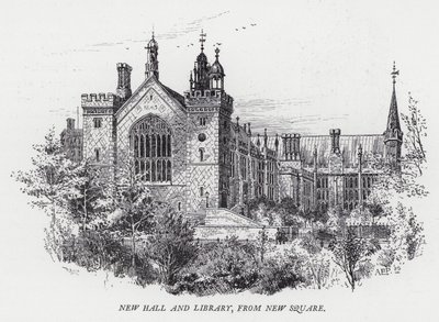 New Hall e Biblioteca, da New Square da Herbert (after) Railton