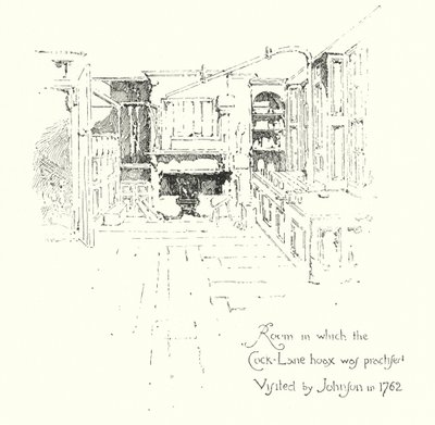 Stanza in cui fu praticata la burla del fantasma di Cock-Lane, visitata dal Dr John nel 1762 da Herbert (after) Railton