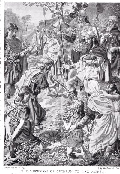 La sottomissione di Guthrum al re Alfredo, illustrazione da 