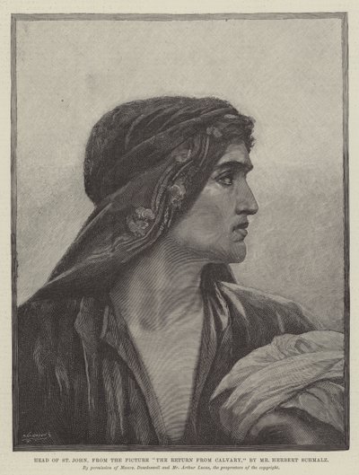 Testa di San Giovanni, dal quadro Il ritorno dal Calvario da Herbert Gustave Schmalz