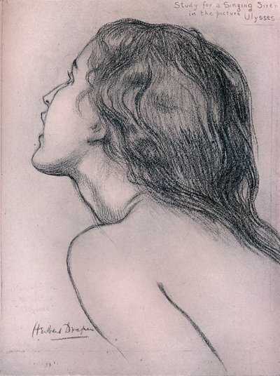 Studio per una sirena cantante, c1909 da Herbert James Draper