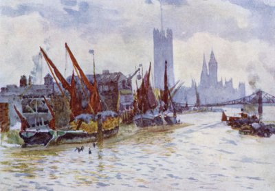 Barche di Fieno al Largo del Traghetto dei Cavalli a Westminster da Herbert Menzies (after) Marshall