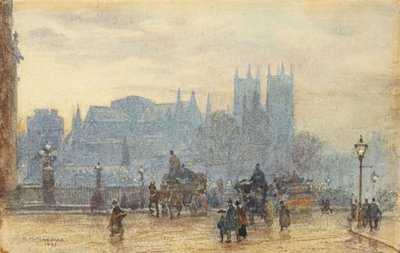 Abbazia di Westminster dal Ponte di Westminster 1892 da Herbert Menzies Marshall