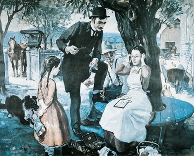 Il venditore di occhiali alla fine del 1800, pubblicità per la American Optical Company da Herbert Morton Stoops