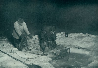 Dr. Atkinson e Clissold che tirano su la trappola per pesci, 28 maggio 1911, 1913 da Herbert Ponting