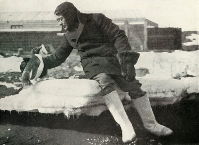 Tenente Rennick e un pinguino amichevole, 1911 da Herbert Ponting