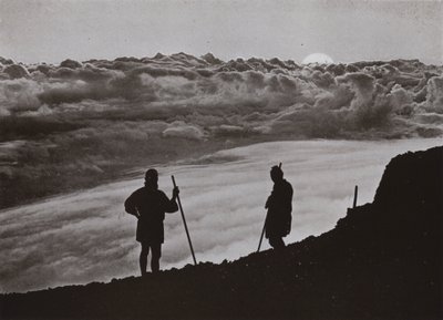 Tramonto dalla cima del Fuji (foto in b/n) da Herbert Ponting