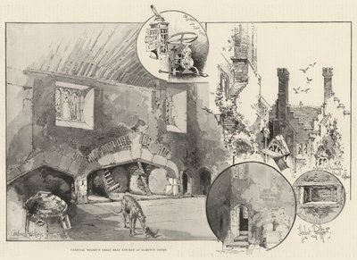 La grande cucina della carne del Cardinale Wolsey a Hampton Court da Herbert Railton
