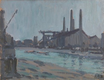 Paesaggio con edifici industriali lungo un fiume da Hercules Brabazon Brabazon