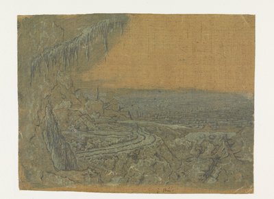 Vista lontana con una strada e rami muschiosi da Hercules Segers