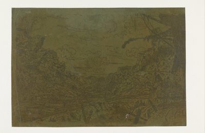 Valle di montagna con i resti di una nave da Hercules Segers