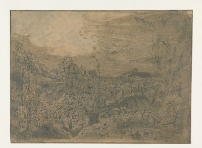 Paesaggio roccioso con un uomo che cammina verso destra, prima versione da Hercules Segers