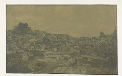 Valle con un fiume e una città con quattro torri da Hercules Segers