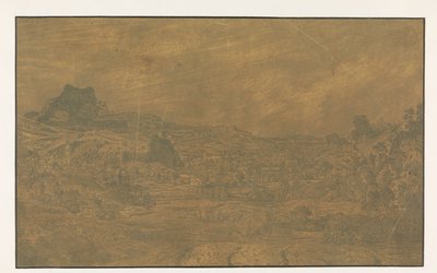 Valle con un fiume e una città con quattro torri da Hercules Segers
