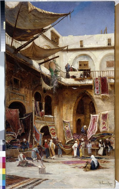 Venditore di tappeti nelle strade del quartiere Stamboul di Istanbul. Turchia. Dipinto di Herman David Salomon Corrodi (1844-1905) cm 110x81 Olio su tela Menzione obbligatoria: Collezione fondazione regards de Provence Marsiglia da Herman David Salomon Corrodi