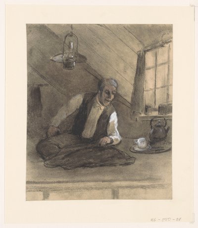Sarto al lavoro in una soffitta da Herman Heijenbrock (possibly)