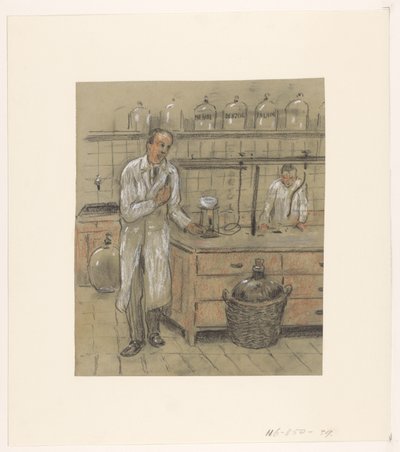 Due uomini in un laboratorio da Herman Heijenbrock (possibly)