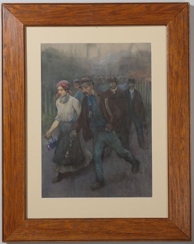 Minatori in cammino con moglie di minatore da Herman Heijenbrock