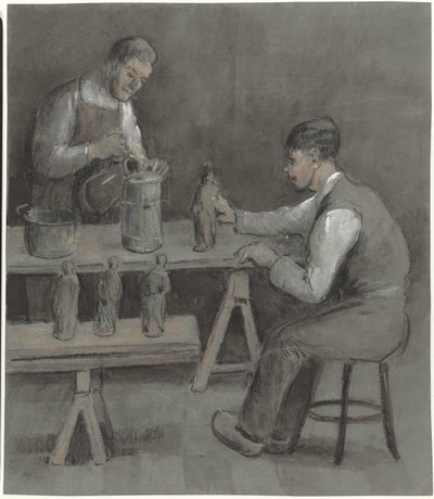 Due lavoratori che fanno statuette da Herman Heijenbrock