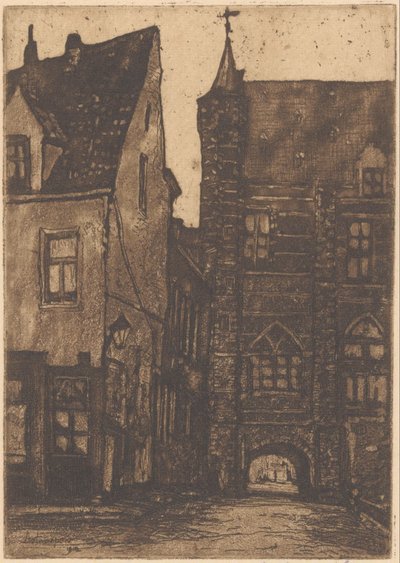 Veduta della Vleeshuis ad Anversa da Herman Heuff (signed by artist)