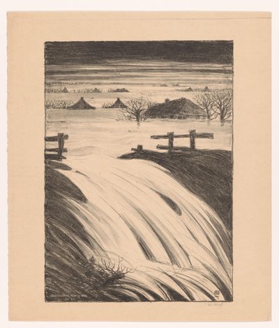 Inondazione di Mosa e Waal gennaio 1926 da Herman Heuff (signed by artist)