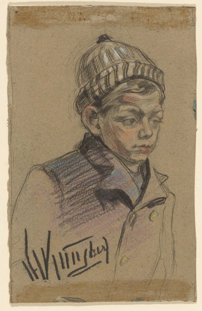 Ragazzo con cappotto e berretto da Herman Kruyder (signed by artist)