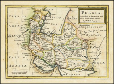 Mappa della Persia del 1740 da Herman Moll
